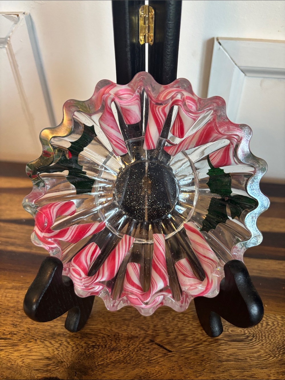 Handmade Candy Cane Swirl Epoxy Resin Decorative Bowl/Small Candy Dish
